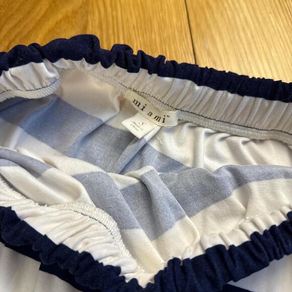 Navy white striped floral preppy maxi skirt coastal nautical - size small - Picture 4 of 5